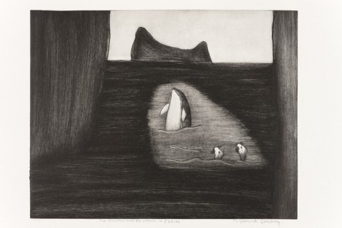 The Dolphin and otters in praise<br><span>1989, 44x57cm, Etching ed 85</span>